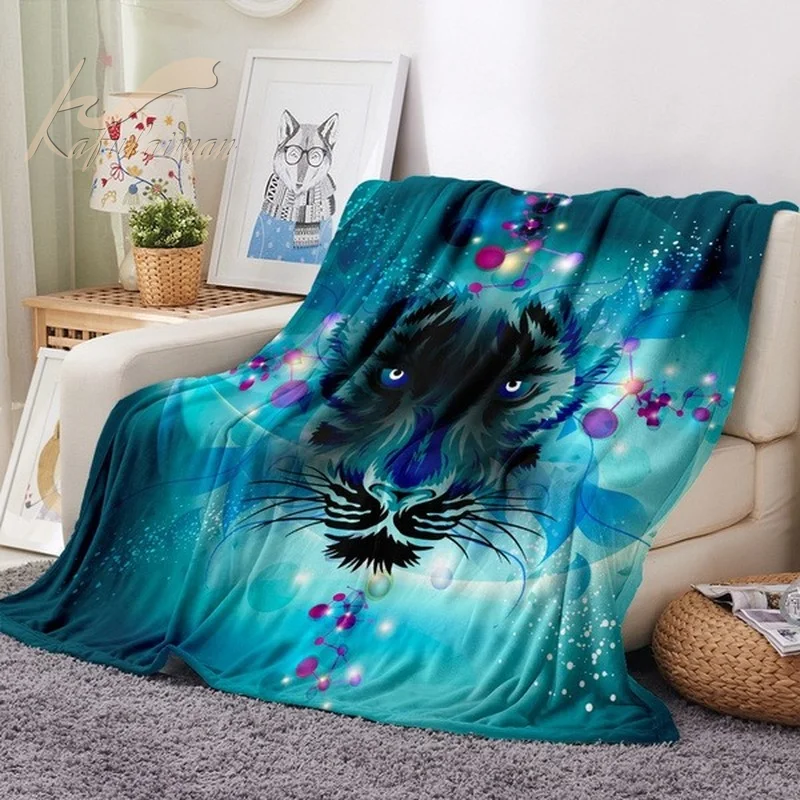 Зимнее теплое одеяло для дивана С Рисунком Тигра Льва животных | Дом и сад