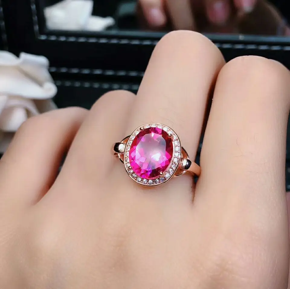 

MeiBaPJ Deep-colour Natural Brazil Topaz Gemstone Ring for Women Real 925 Sterling Silver Fine Jewelry with Certificate