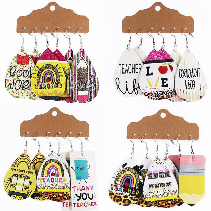 3 пары/компл. леопардовые серьги-карандаши радуги для учителей женщин