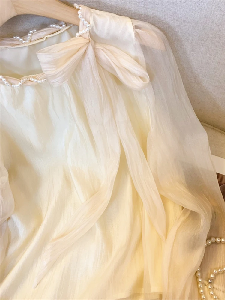 Осенняя новая элегантная женская однотонная свободная шифоновая рубашка с