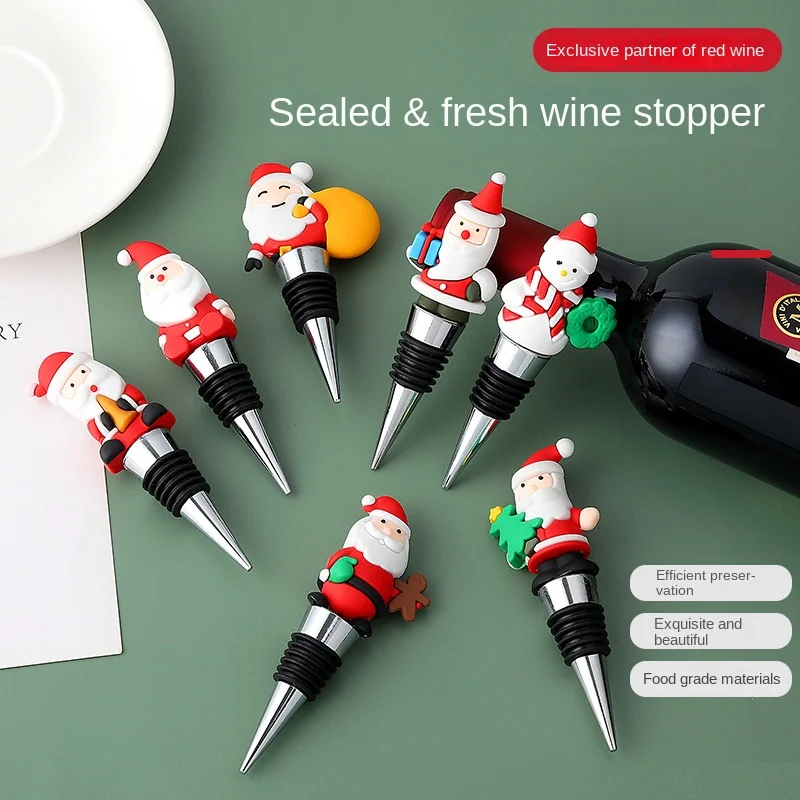 

2PCS Alloy Wine Red Wine Stopper Christmas Series Santa Claus Wine Stopper Party Creative Wine Bottle Stopper Wine Bottle Plug
