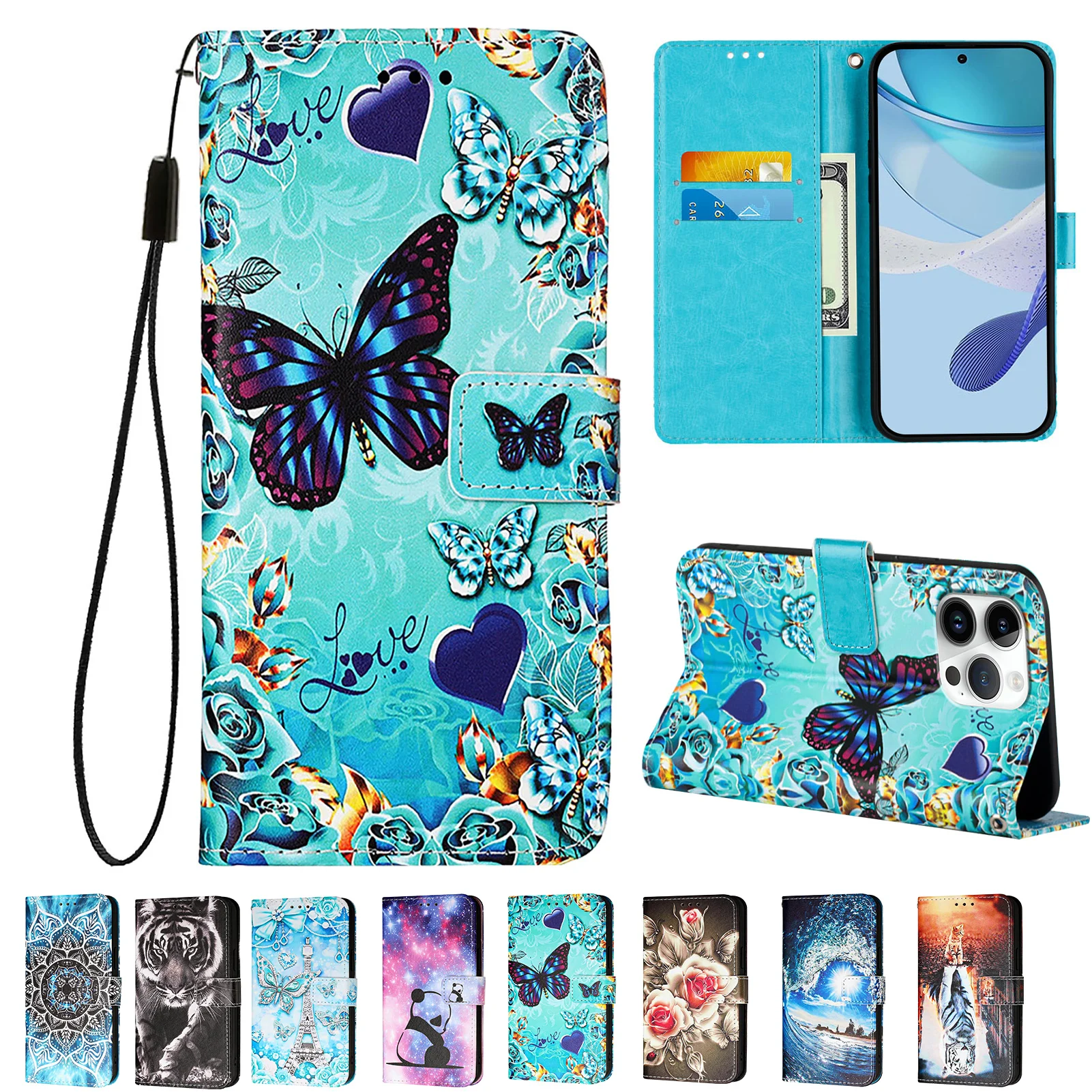 Чехол-Кошелек с рисунком для Samsung Galaxy C55 F62 F54 F42 F34 F23 F15 роскошный кожаный ремешок на