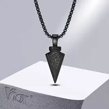 Vnox Black Gothic Arrow Head Necklaces For Men, Stainless Steel Spear Pendant, Punk Rock Collar