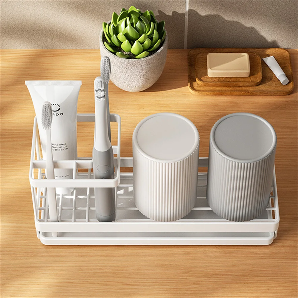 

Double-layer Antirust Coating Toothbrush Rack Creative Large Capacity Electric Toothbrush Holder Dust-proof Insect-proof