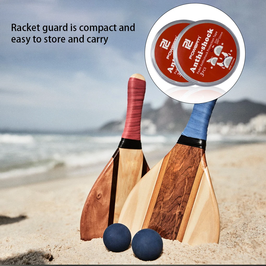 

Pack of 3 Tennis Racket Head Tape Removable Self-adhesive Racquet Anti-scratch Carrying Protector Guard Attachment