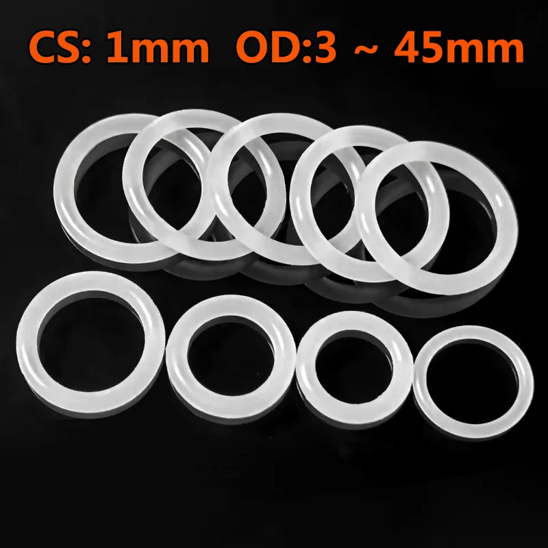 VMQ CS 1mm OD 3 ~ 45mm 10/50pcs VMQ White Silicone O Ring Gasket Food Grade Waterproof Washer Rubber Insulate Round O Shape Seal