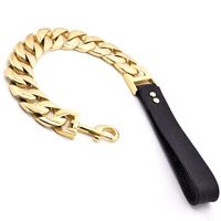 dog leash pet collar lead stainless steel super strong gold collar chain customized 32mm bulldog pitbull large dog collar leash