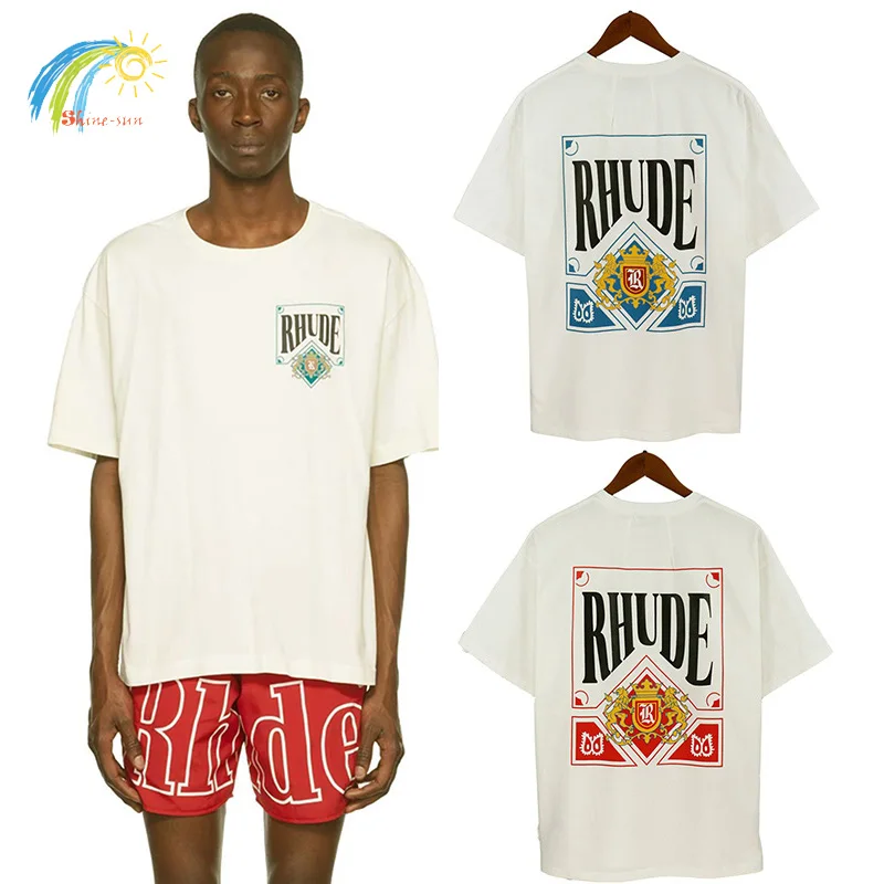 

Футболка Мужская/женская оверсайз с принтом карт, модная Повседневная белая рубашка с коротким рукавом, с принтом ревеня, голубая/красная, л...