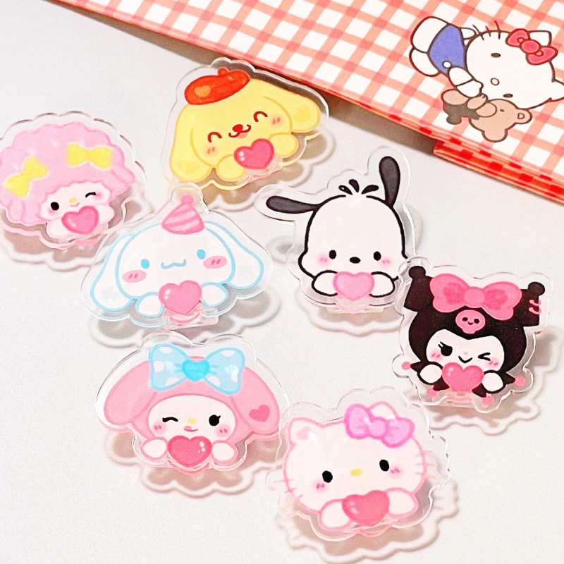 

Sanrio Cinnamoroll Kuromi Pompompurin, Классическая серия, полипропиленовый зажим, мультяшное творчество, девушка, сердце, канцелярская папка, зажим для заметок