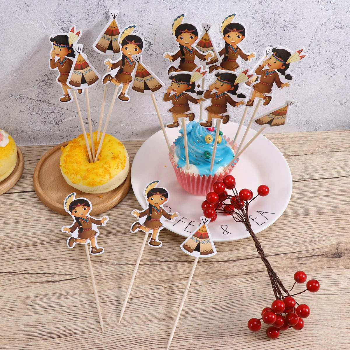 

24pcs Thanksgiving Party Supplies Thanksgiving Decorations Cupcake Supplies Pick Paper Cake Decorations