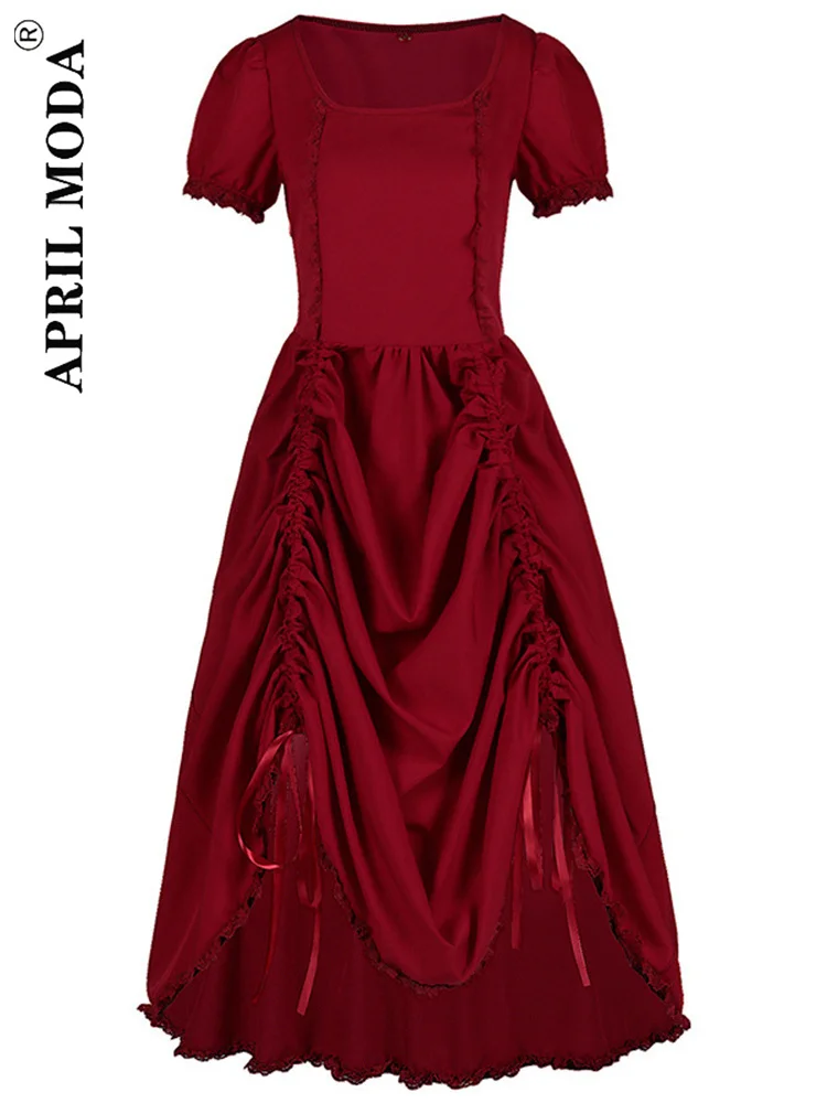 

Oversized Steampunk Gothic Vintage Party Dress For Women 2023 High Low Irregular Summer Drawstring Punk Renaissance Goth Dresses