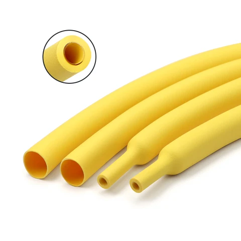 Термоусадочная трубка желтого цвета 3:1, полиолефиновая, с клеем, 1.6мм~39мм