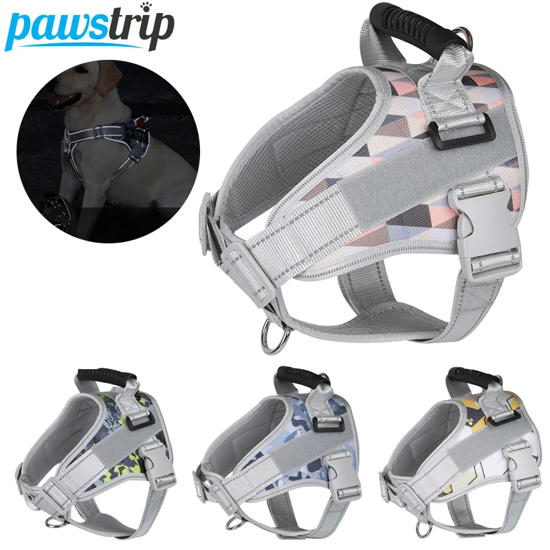 

Reflective Dog Harness for Medium Large Dogs Adjustable Dog Collar Breathable Pet Harness Vest Pasted Pet Name Dog Accessories