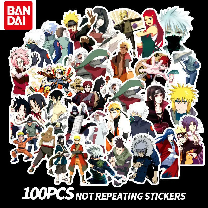 

100pcs Bandai Naruto Cartoon Sticker Waterproof Graffiti Decal Character Notebook Journal Luggage Guitar Decoration
