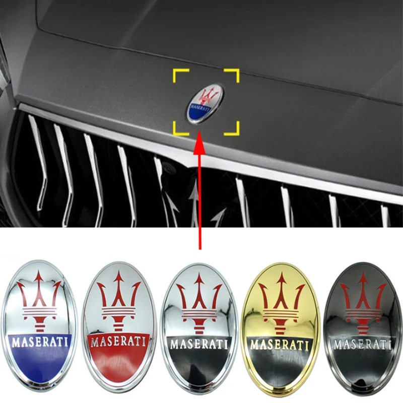 

Metal Car Front Emblem Badge Sticker For Maserati Granturismo Ghibli Quattroporte Levante Gransport Granlusso GTS Gransport GT