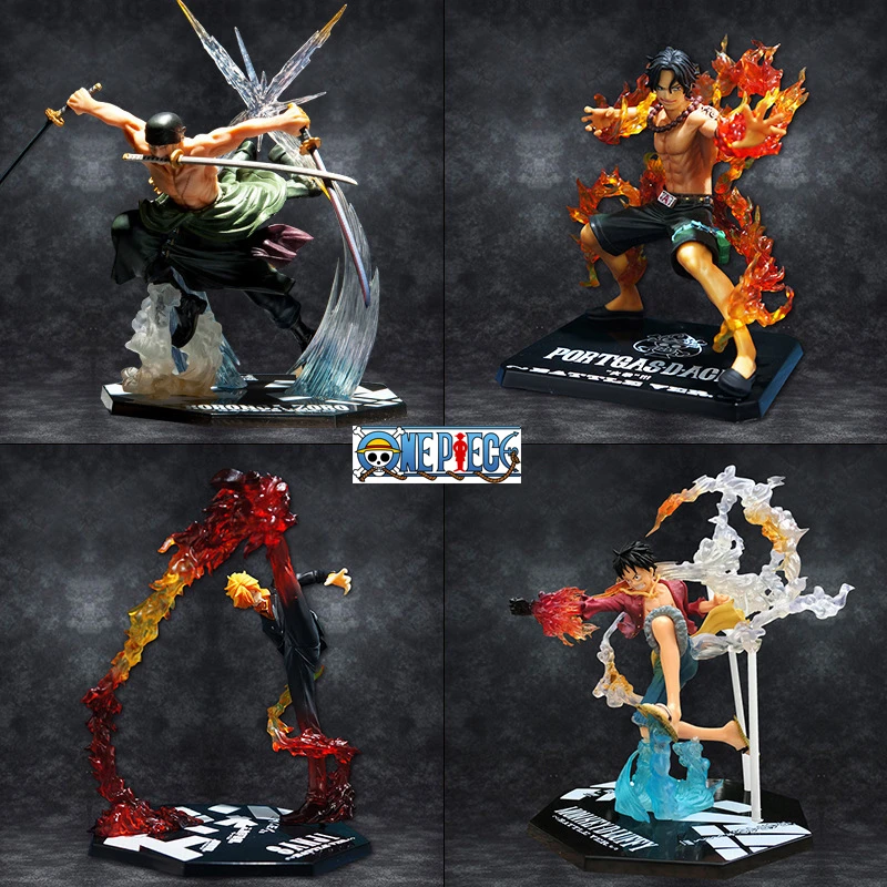 

One Piece Anime Figure Portgas D Ace Monkey·D·Luffy Roronoa Zoro Battle Fire Action Figurine Collection Model Doll PVC Figma Toy