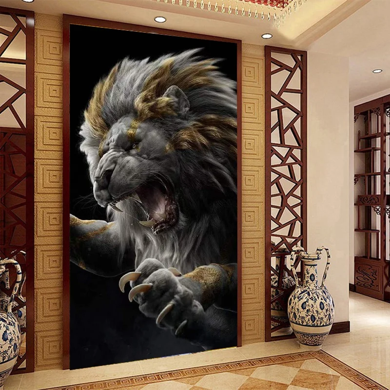 

5d Diy Full Diamond Painting Kits Domineering Tiger Lion Cheetah Wolf Animal Wall Painting Cross Stitch Embroidery Home Decor