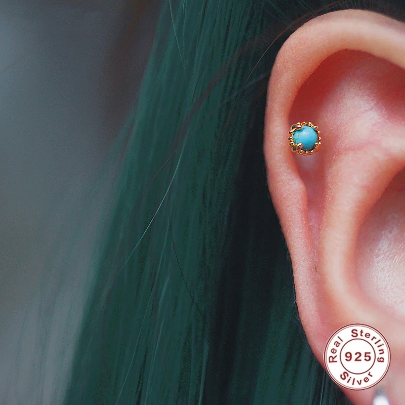 

S925 Silver Mini Sapphire Simple Versatile Fashion Queen Jewelry Earrings Ladies Fashion Jewelry Trend Ins Same Earring Gift