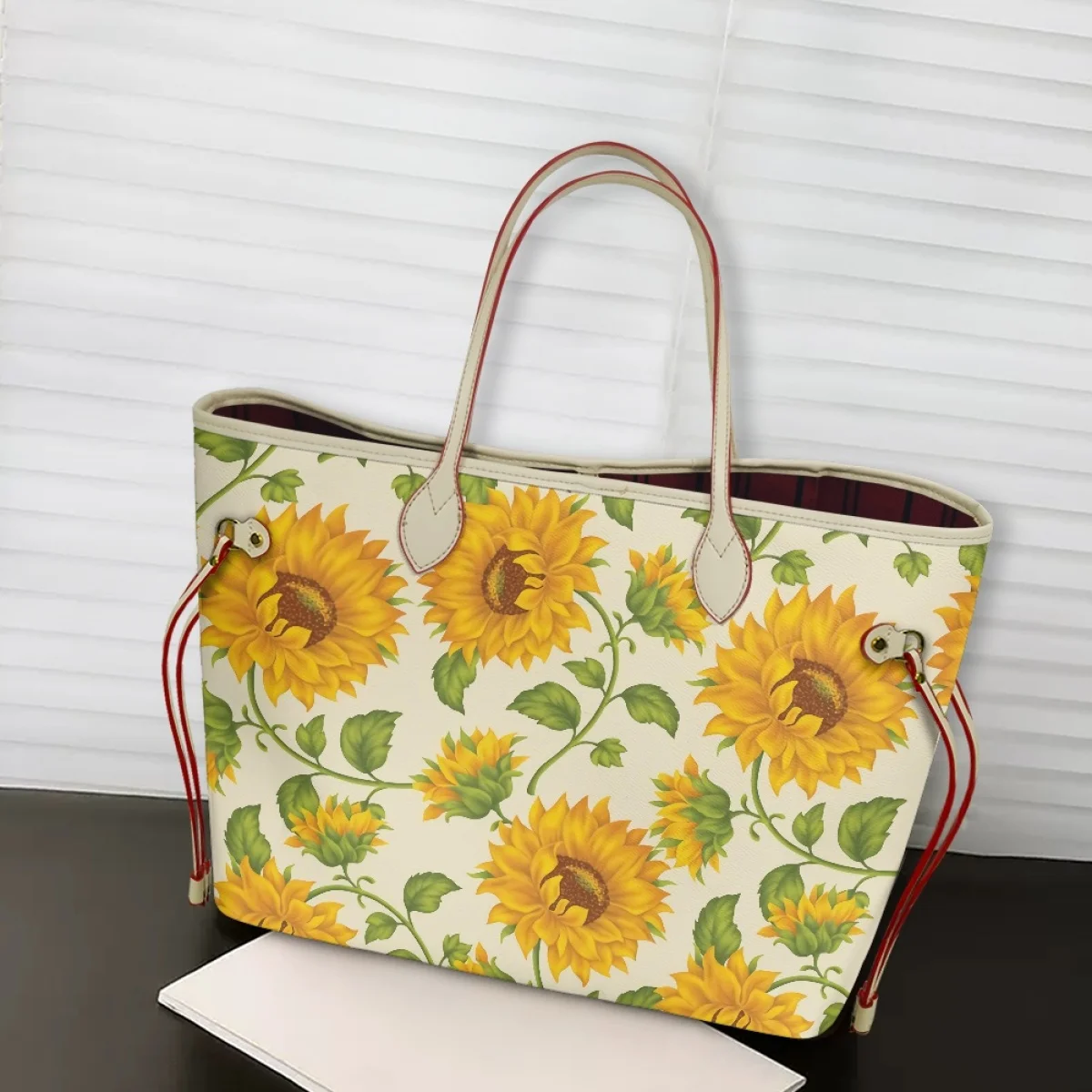 

Fresh Sunflowers Portable Big Pouches Brand Designer Convenient Durable Female Clutches Large Space Cosmetic Women Handbag Tote