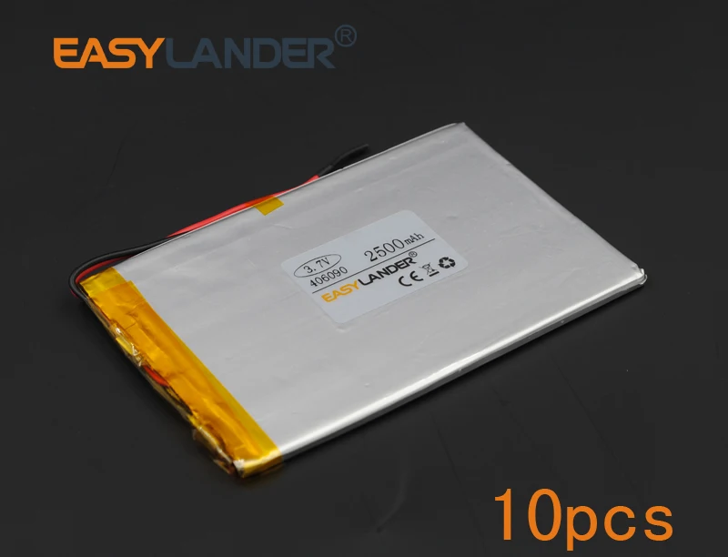 

10pcs/Lot 3.7V 2500mAh 406090 Polymer Li-ion Battery For Bluetooth Notebook Tablet PC iPAQ E-Book Power Bank PDA Portable DVD