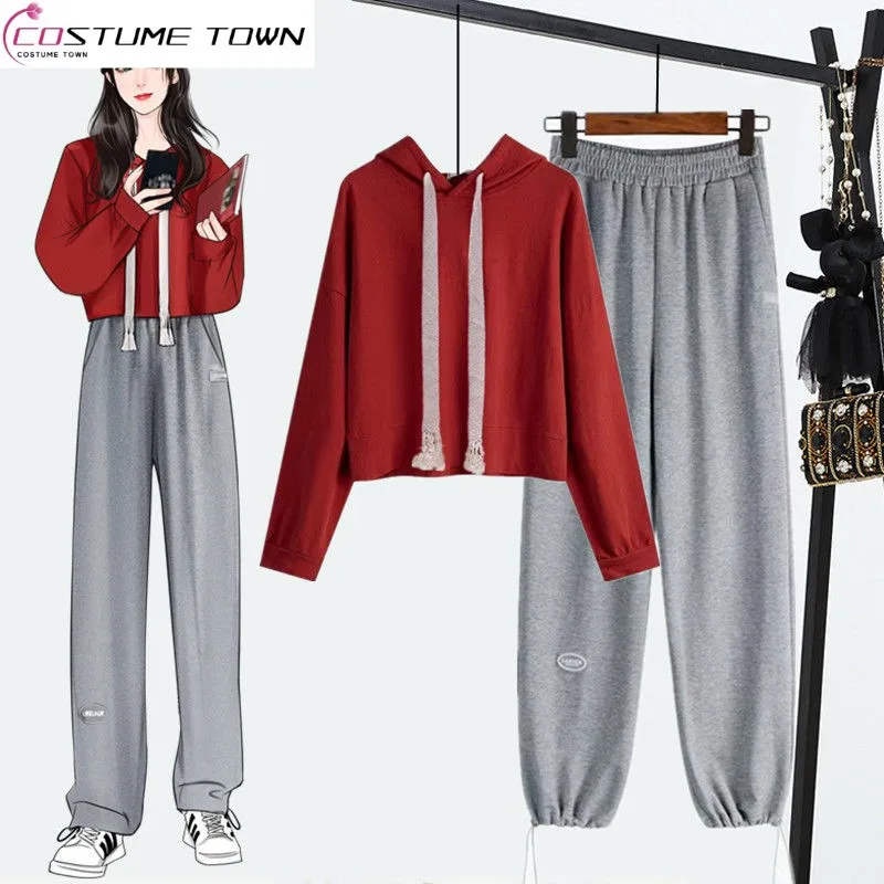 

Single/sweater Suit Women's New Style of Early Autumn Gentle Wear with Loose Short Top Fashion+high Waist Pants Two-piece Set