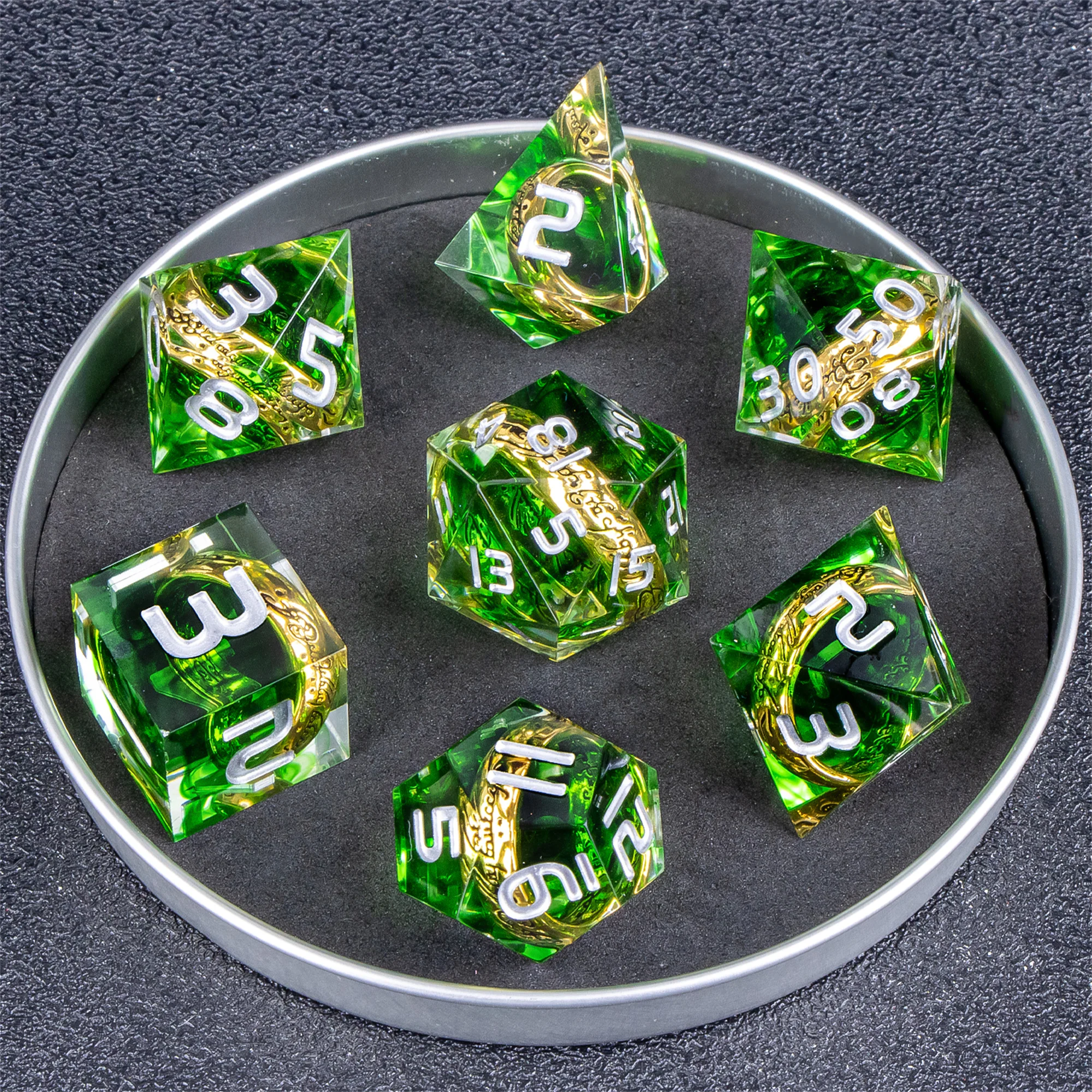 The Ring игральные кости DnD для настольных игр набор зеленых полигедрических костей