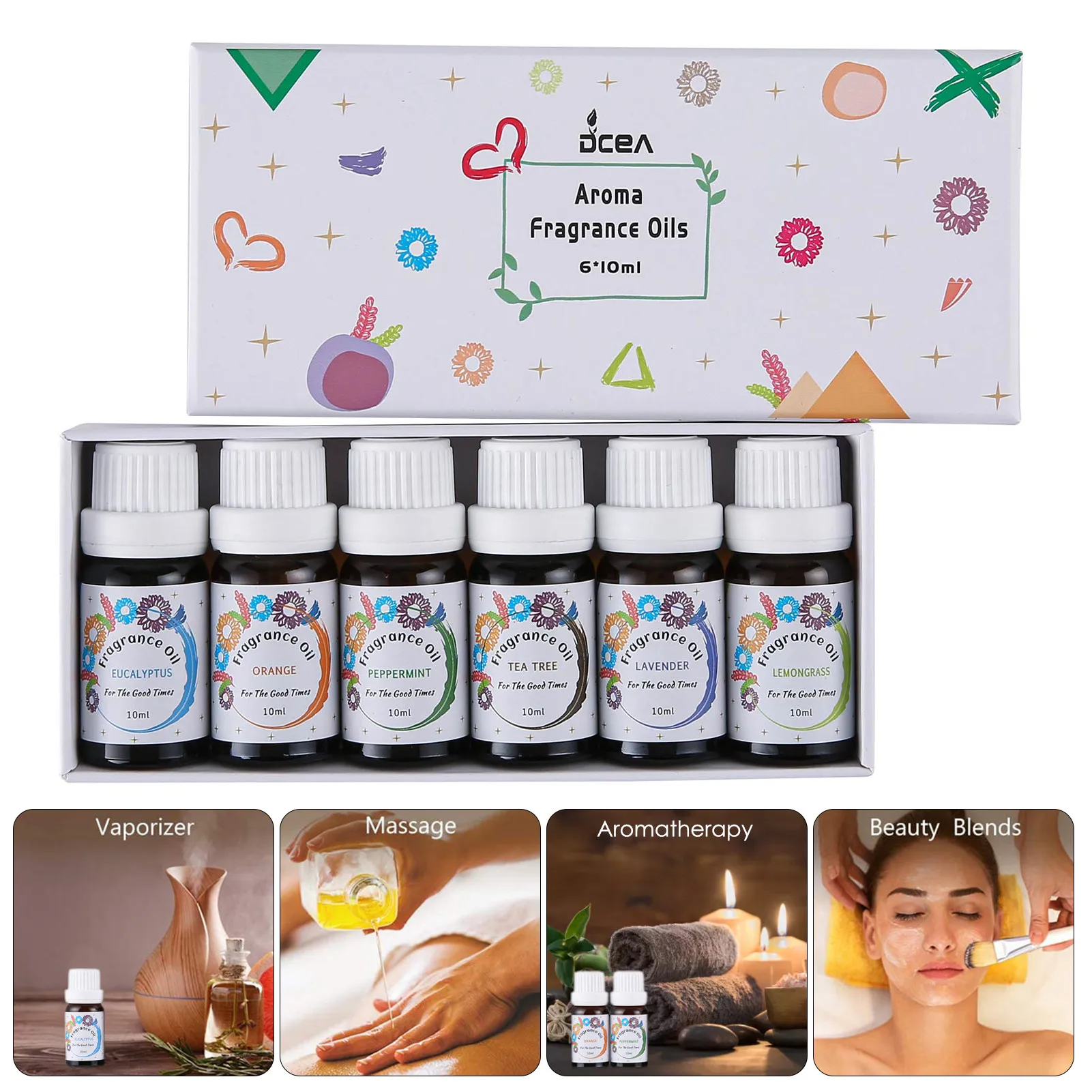 

Aromatherapy Essential Oil 6pcs Gift Set Natural Plant Aroma Essential Oil Diffuser Eucalyptus Mint Lavender Oil