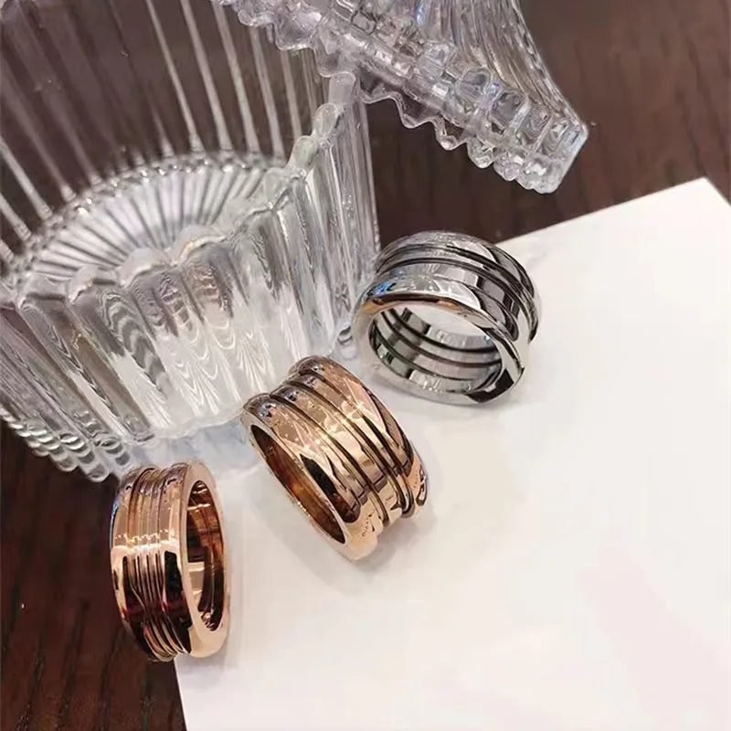 Classic high quality spring ring two luxury wedding rings for men and women rose gold ring jewelry, wedding gift