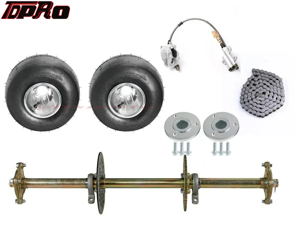 Комплект задней оси 32 дюйма звездочка 420 37T + колеса 5 дюймов шины 11x7 10-5 3 ступицы и