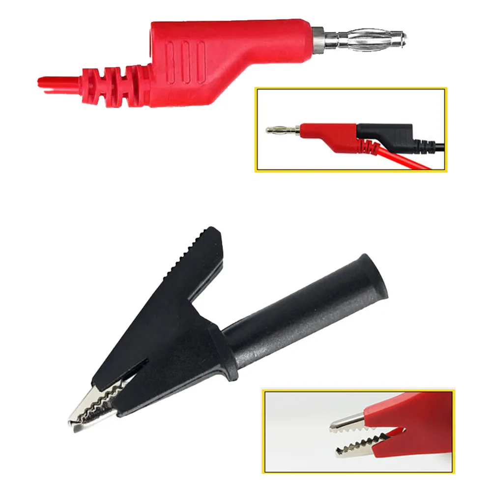 

4pcs Banana Plug Cable Crocodile Clips 4mm Banana Black Red Electric Parts Insulated Measuring Tips Multimeter