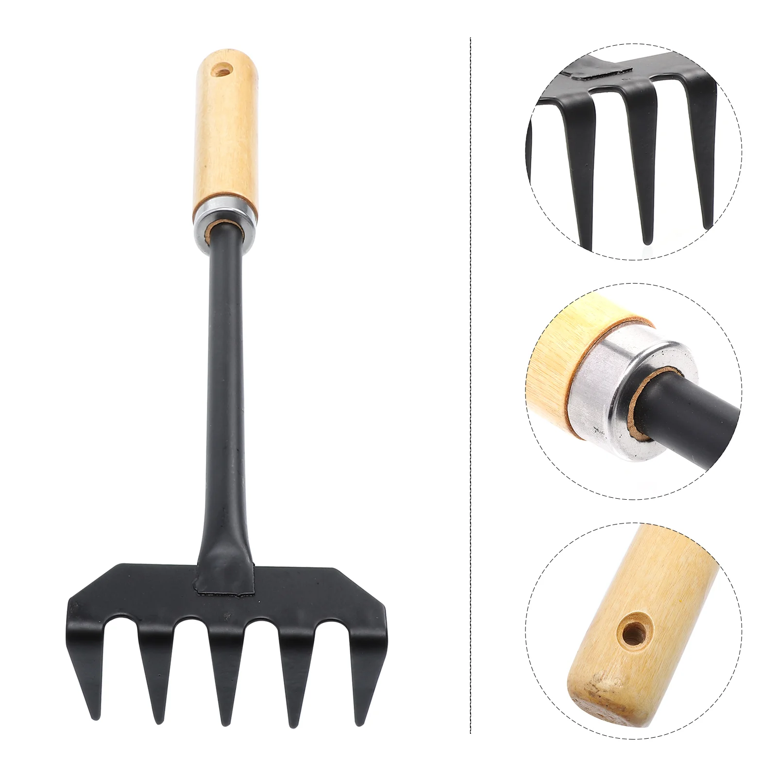 

Five Tooth Rake Kids Rake Mini Gardening Rake Hand Crank Cultivation Tool Wood Hand Rake Plowing Rake Child Grass Rake