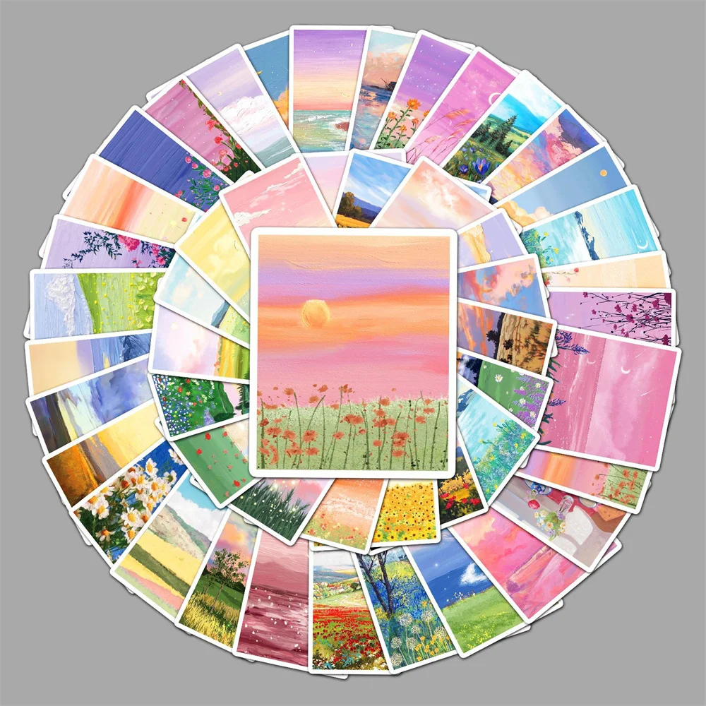 

10/30/50 шт. пейзаж масляная живопись мультфильм личность Творческий граффити наклейка гитара стол чемодан компьютер водонепроницаемый оптом