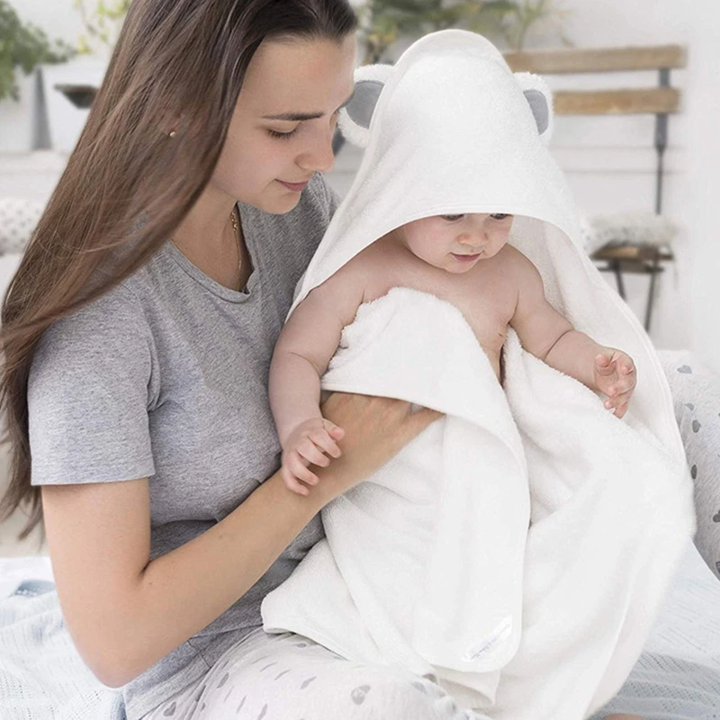 

Детское банное полотенце с капюшоном, хлопковые банные халаты, Белое Хлопковое полотенце, плащ, банное полотенце, бамбуковое одеяло для мал...