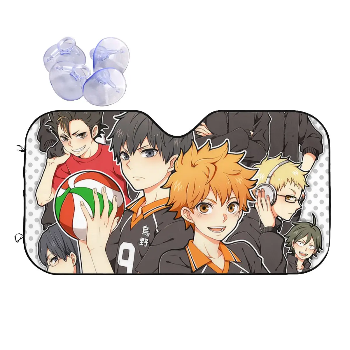 

Haikyuu Anime Windshield Sunshade Karasuno Volleyball Hinata Tanaka Novelty Car Front Windshield Car Sunshade Sunscreen Curtain