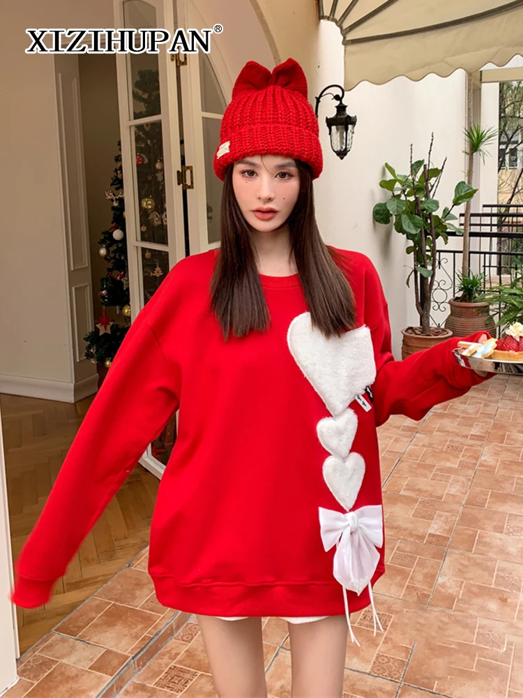 

XIZIHUPAN Casual Two Tone Sweatshirt For Women Round Neck Long Sleeve Patchwork Loose Sweatshirts Female 2022 Spring Clothes New