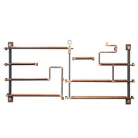 old style industrial wall wine pipe wood rack shelf bracket single side bracket metal standard