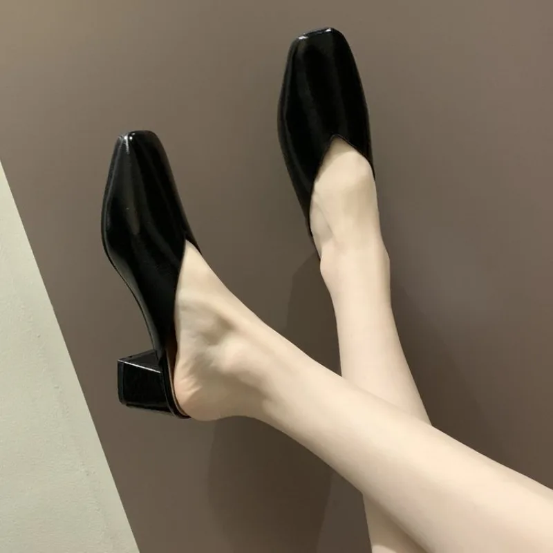 Женские полутапочки Baotou Новинка лета 2024 верхняя одежда модная однотонная