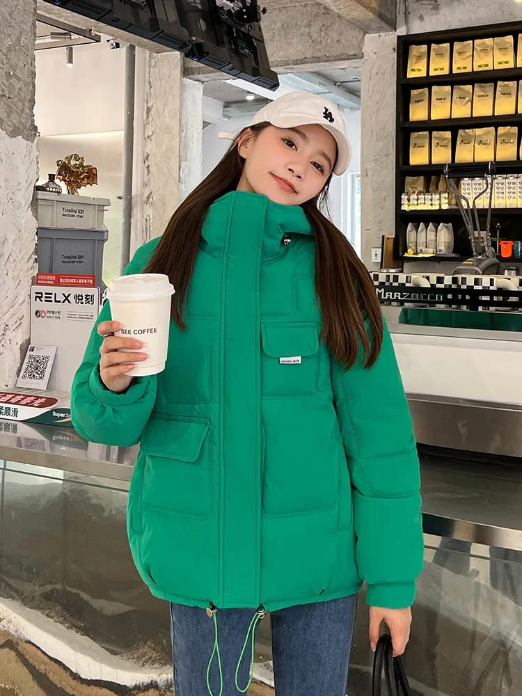 Winter Warm Thick Coats Women Clothes Short Parkas Fashion Black Cotton Padded Female Down Jacket Elegant Hooded Coat