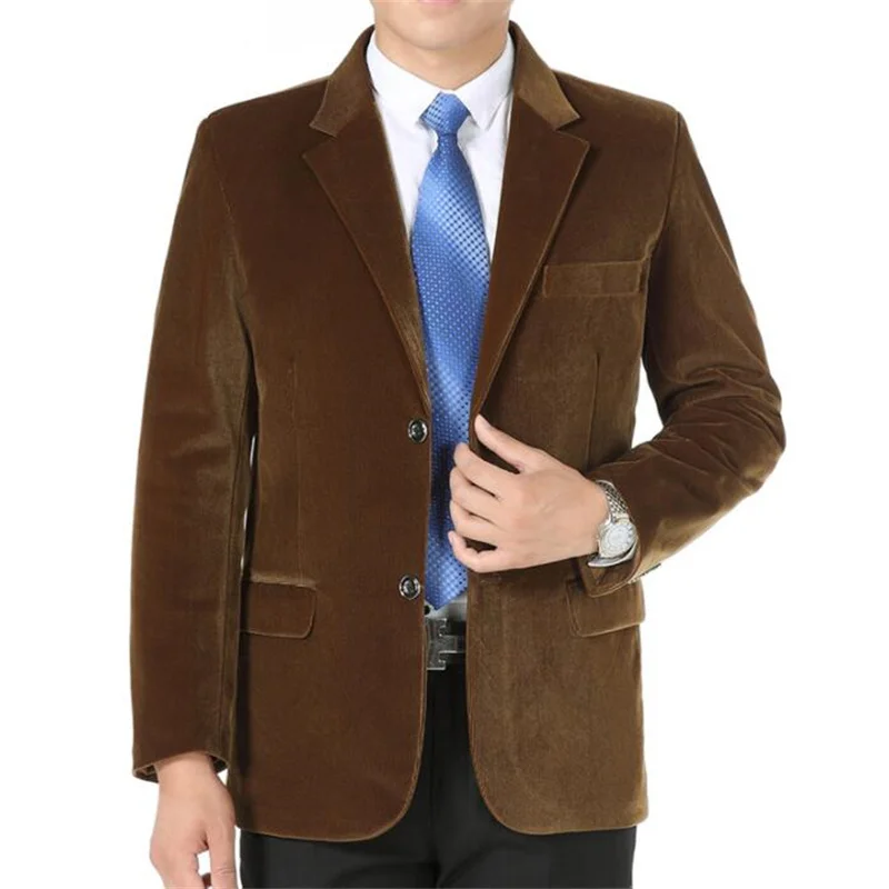 Middle-aged jacket men corduroy blazer spring autumn masculino slim fit casaco jaqueta masculina coats mens suit b277