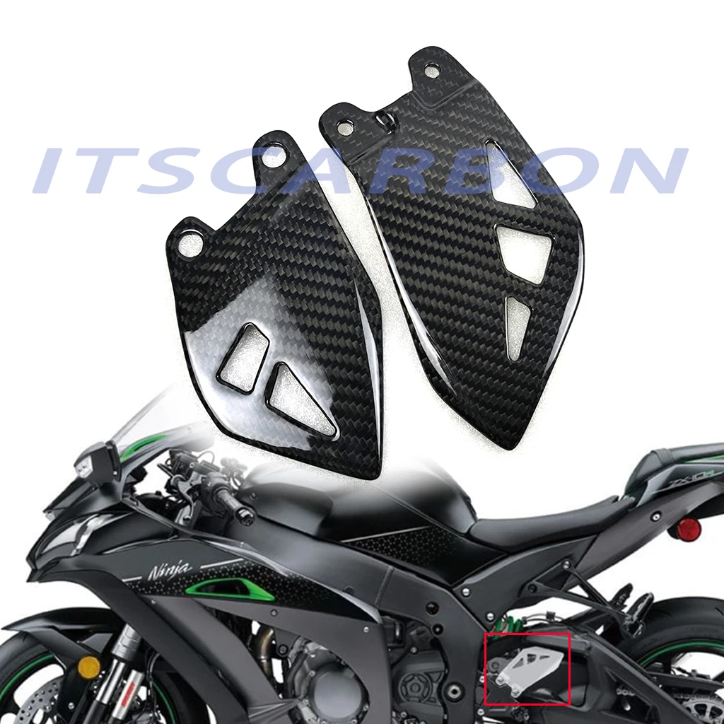 For Kawasaki ZX10R ZX 10R 2011-2018 2019 2020 2021 3K Carbon Fiber Motorcycle Accessories Heel Guard Plates Foot Rests