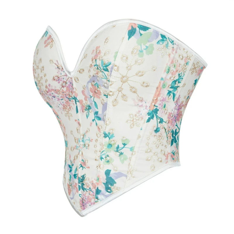 Корсет с цветочным принтом бюстье топы оптовая продажа для женщин готическая