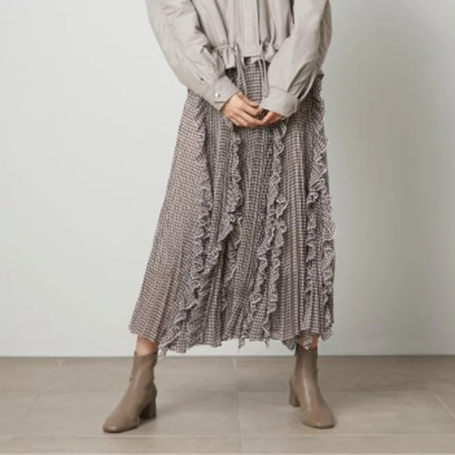 

A GIRLS 2022 Winter New Design Women Faldas Japan Style Temperament Sweet Jupes Ruffles Patchwork High Waist Pleated Skirt