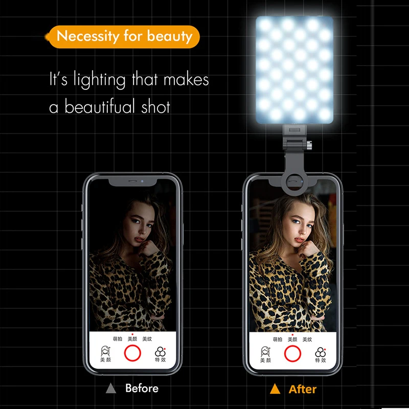 

Mobile Phone Fill Light LED Selfie Light Portable Video Conference Lighting Clip Video Light 2500K-9000K for Live Streaming