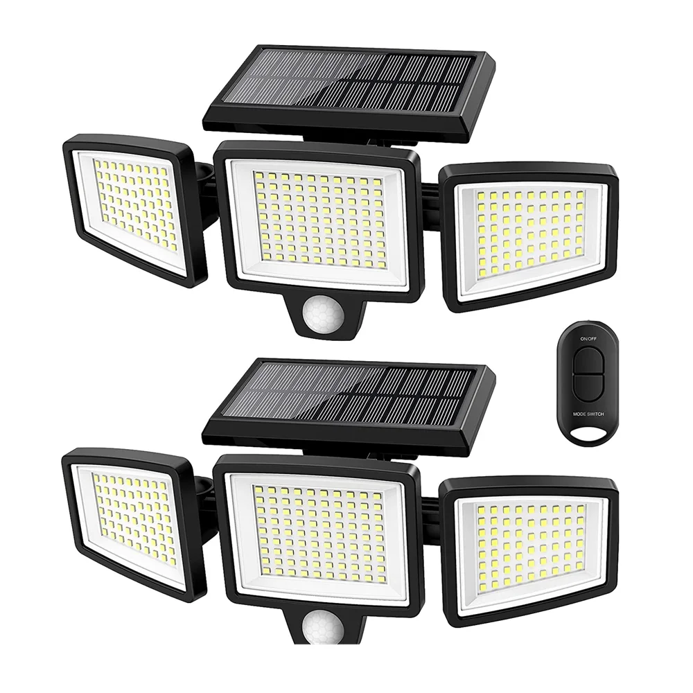 

210 LED s 3 Head Motion Sensor Solar светильник Outdoor 3 режима, 2 цвета, температура IP65, водонепроницаемый