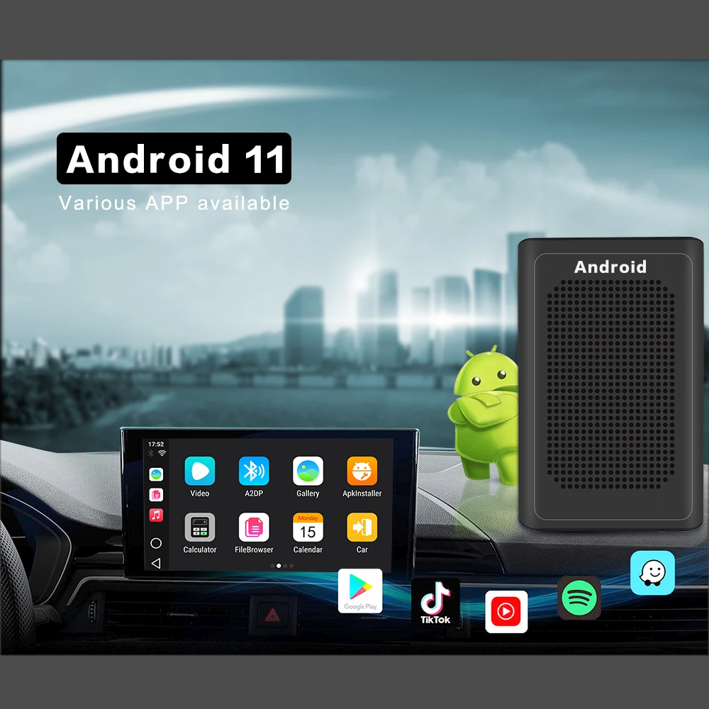 CarPlay Android Mini Ai Box Android11 проводной к беспроводному подключению для Volvo Ford Benz VW Audi Hyundai