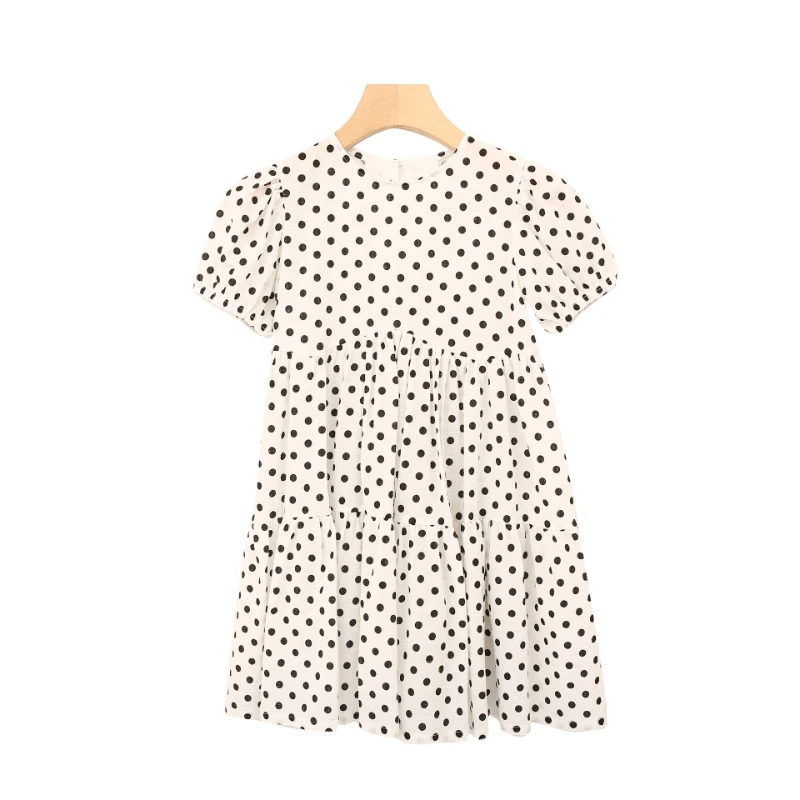 

Girls Dress 2023 Summer New Cotton Children Clothing Fresh Polka Dot Princess Dress Fashion, #7302