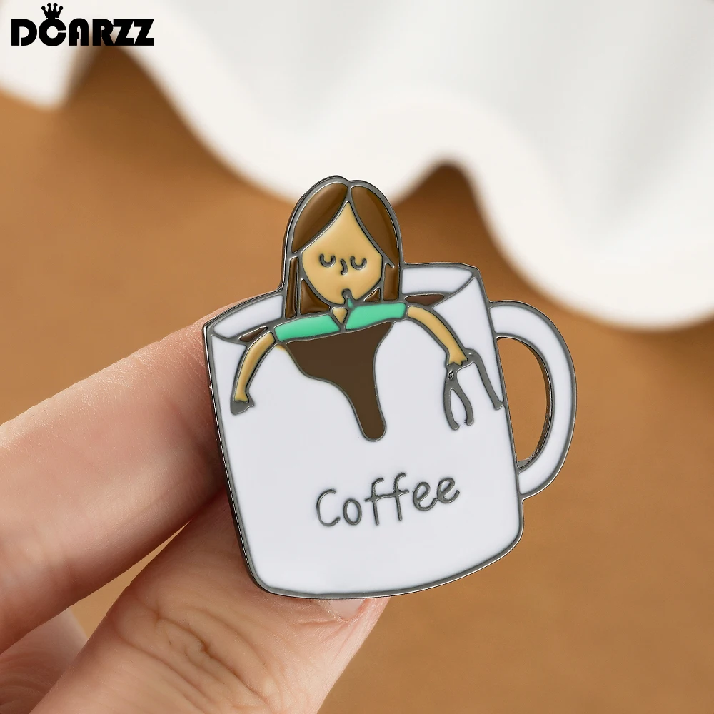 DCARZZ забавная брошь в виде кофе и доктора медицинская эмалированная булавка
