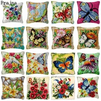 butterfly series latch hook embroidery pillow set cross stitch buttons for needlework latch hook kits pillowcases knooppakket