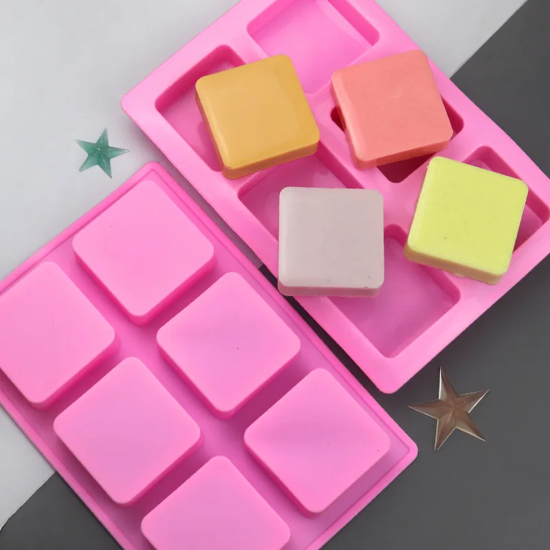 

6-even Square Silicone Cake Silicon Mooncake Mould Handmade Soap Molds DIY Single 6*6*2.5 Cm 064