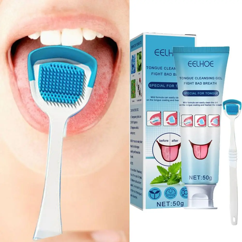 

Cleaning Gel Mild Tongue Cleaning Kit Silicone Scraper Toothbrush Tongue Coating Cleaning Gel Tongue Cleaning Gel Set